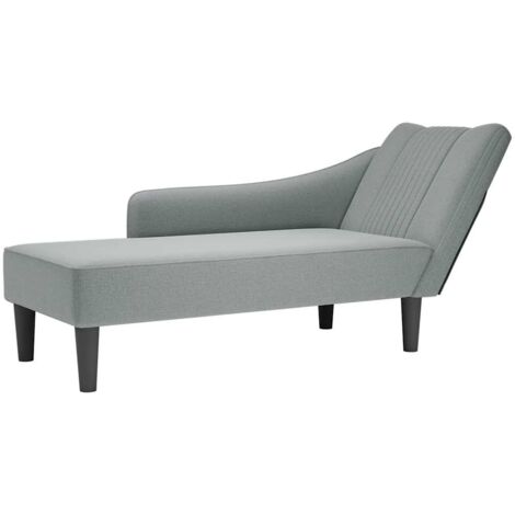 Chaise longue con reposabrazos derecho tela gris claro vidaXL