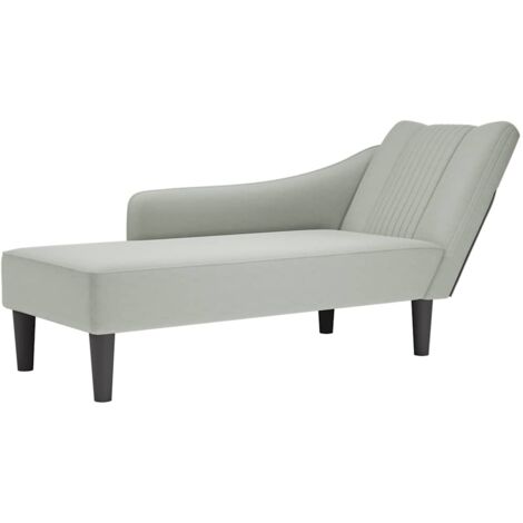 Chaise longue con reposabrazos derecho terciopelo gris claro vidaXL