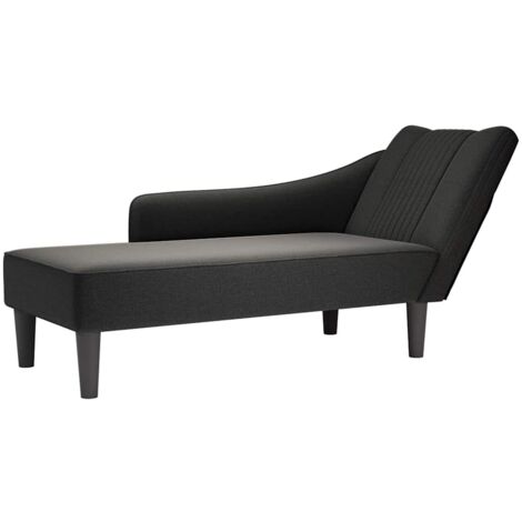 Chaise longue con reposabrazos derecho tela negra vidaXL