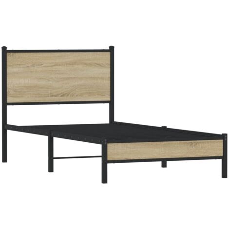 Estructura de cama sin colchón metal roble Sonoma 90x190 cm vidaXL (1/5)