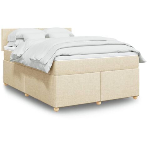 Cama box spring con colchón tela color crema 160x200 cm vidaXL (1/5)