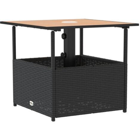 Mesa de jardín agujero de sombrilla ratán negro 55x55x46,5 cm vidaXL