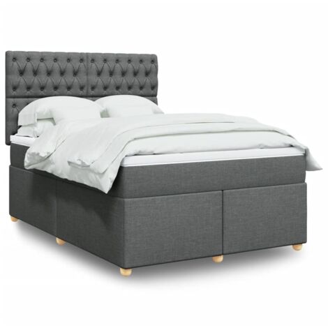 Cama box spring con colchón tela gris oscuro 160x200 cm vidaXL (1/5)