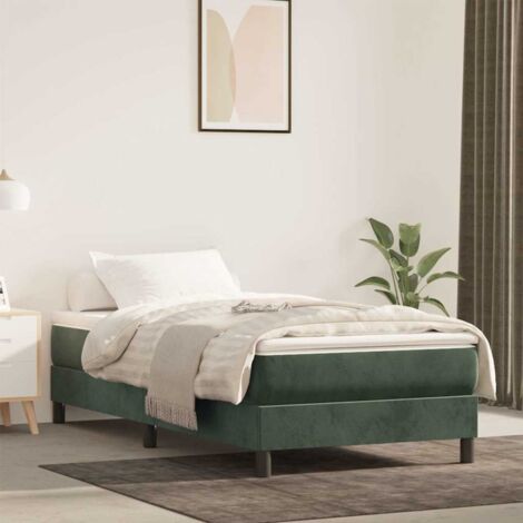 Colchón muelles ensacados terciopelo verde oscuro 90x220x20cm vidaXL