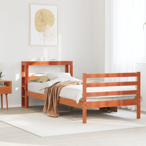 Estructura de cama sin colchón madera maciza marrón 75x190 cm vidaXL (1/5)