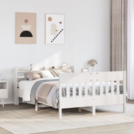 Estructura de cama sin colchón madera de pino blanca 150x200 cm vidaXL (1/5)