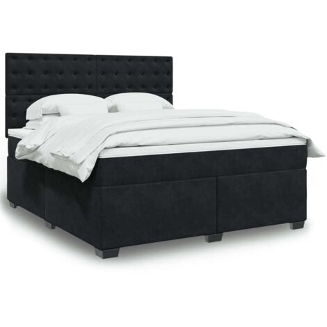 Cama box spring con colchón terciopelo negro 180x200 cm vidaXL (1/5)