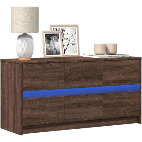 Mueble de TV LED madera ingeniería marrón roble 100x34x50 cm vidaXL