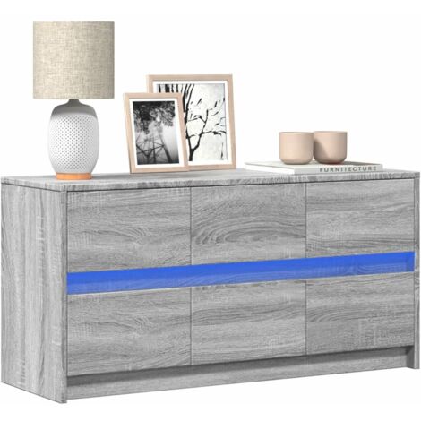 Mueble de TV con LED madera ingeniería gris Sonoma 100x34x50 cm vidaXL