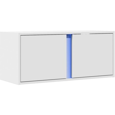 Mueble de TV de pared con luces LED blanco 80x31x35 cm vidaXL