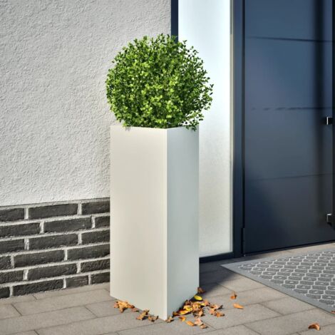Jardineras triangulares 2 uds acero blanco 40x34,5x70 cm vidaXL