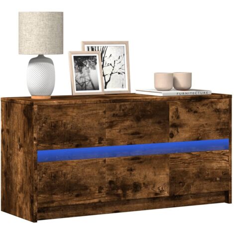 Mueble de TV LED madera ingeniería roble ahumado 100x34x50 cm vidaXL