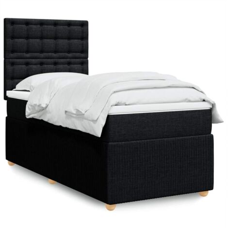 Cama box spring con colchón tela negro 100x200 cm vidaXL (1/5)