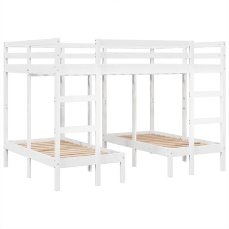 Litera triple madera maciza de pino blanca 140x200/70x140 cm vidaXL