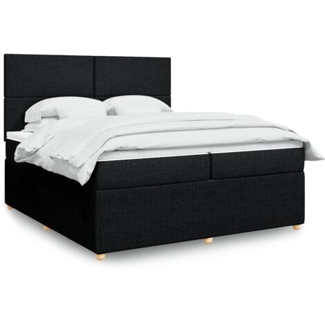 Cama box spring con colchón tela negro 200x200 cm vidaXL (1/5)