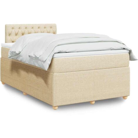 Cama box spring con colchón tela color crema 120x200 cm vidaXL (1/5)