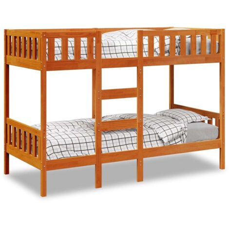 Litera de madera maciza de pino marrón cera 90x190 cm vidaXL