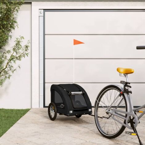 Remolque de bicicleta mascotas hierro tela Oxford negro vidaXL
