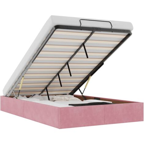Estructura cama otomana sin colchón terciopelo rosa 120x190 cm vidaXL (1/5)