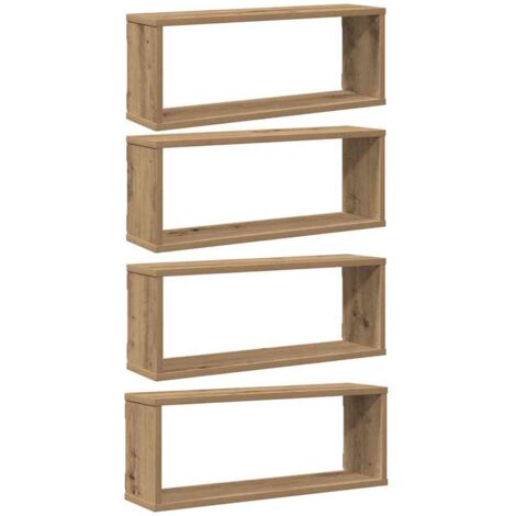Estantes cubo de pared 4 uds madera roble artisan 60x15x23 cm vidaXL