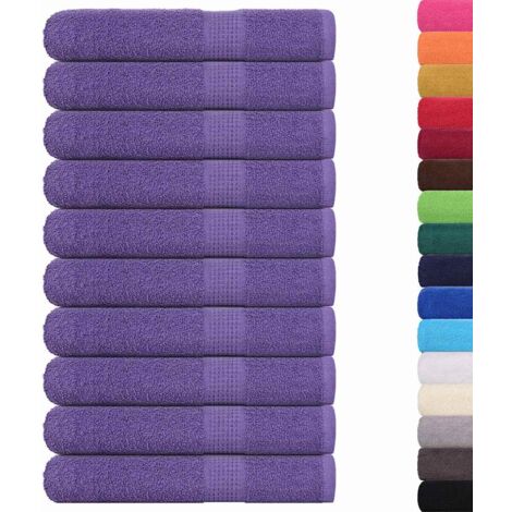 Toallas 10 uds 100% algodón morado 100x200 cm 600 gsm vidaXL