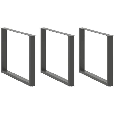 Patas para mesa de comedor en forma de U (3 unidades), antracita, 100 x (72-73) cm, acero vidaXL