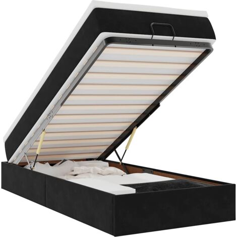 Estructura cama otomana colchón terciopelo negra 90x190 cm vidaXL (1/5)
