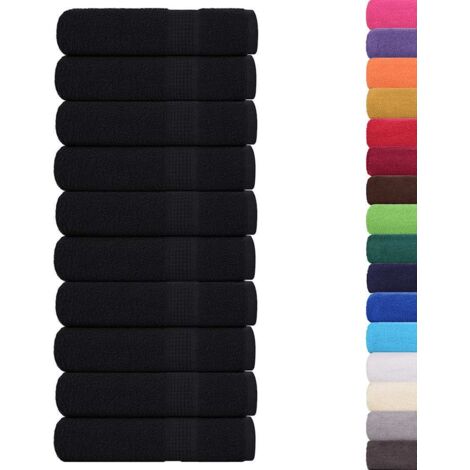 Toallas de invitados 10 uds 100% algodón negro 70x140cm 360gsm vidaXL