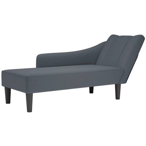 Chaise longue con reposabrazos derecho terciopelo gris claro vidaXL