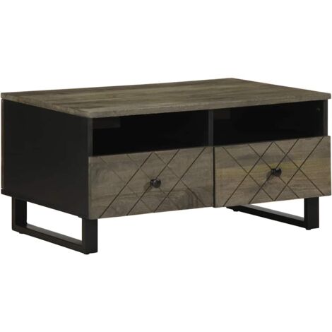 Mesa de centro madera maciza de mango negra 80x54x40 cm vidaXL (1/5)