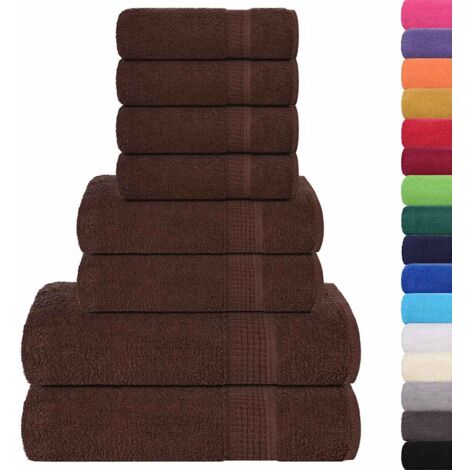 Juego de toallas 8 piezas 100% algodón marrón 360 gsm vidaXL
