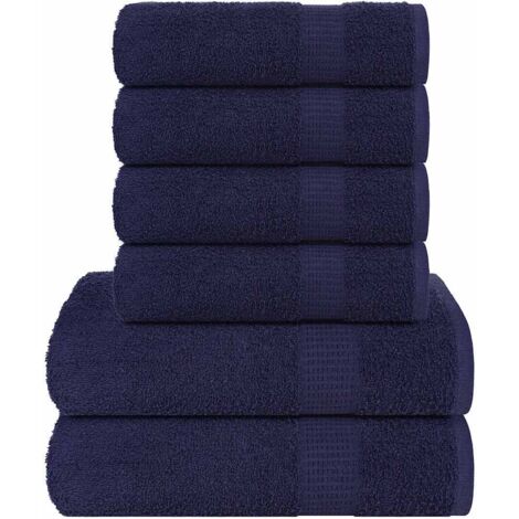 Juego de toallas 6 piezas 100% algodón azul marino 360 gsm vidaXL