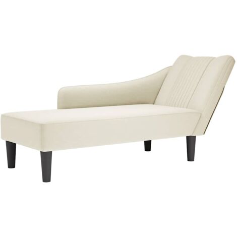 Chaise longue con reposabrazos derecho terciopelo crema vidaXL