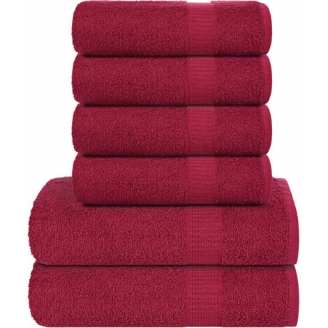 Juego de toallas 6 piezas 100% algodón burdeos 360 gsm vidaXL