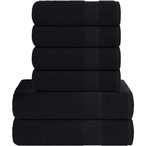 Juego de toallas 6 piezas 100% algodón negro 360 gsm vidaXL