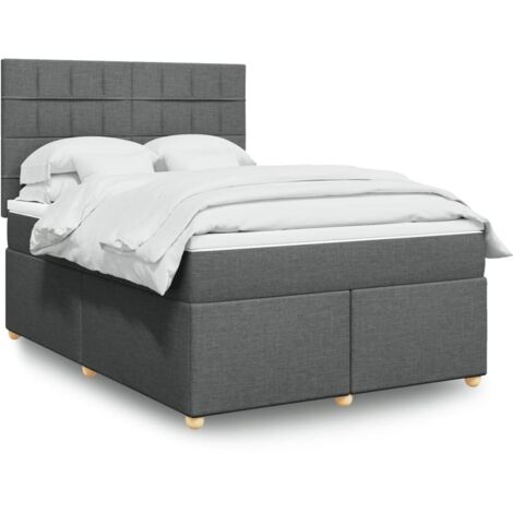 Cama box spring con colchón tela gris oscuro 160x200 cm vidaXL (1/5)