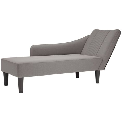 Chaise longue con reposabrazos derecho tela color topo vidaXL