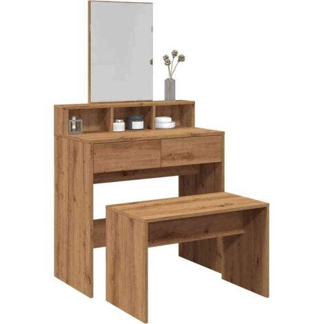 Taburete vestidor madera contrachapada artisan roble 70x35x45cm vidaXL (1/5)