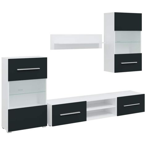 Muebles para TV 5 piezas con iluminación LED índigo mate vidaXL