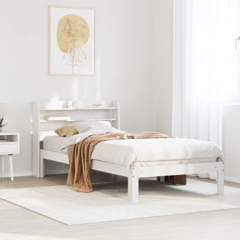 Estructura de cama con cabecero sin colchón blanco 90x200 cm vidaXL (1/5)