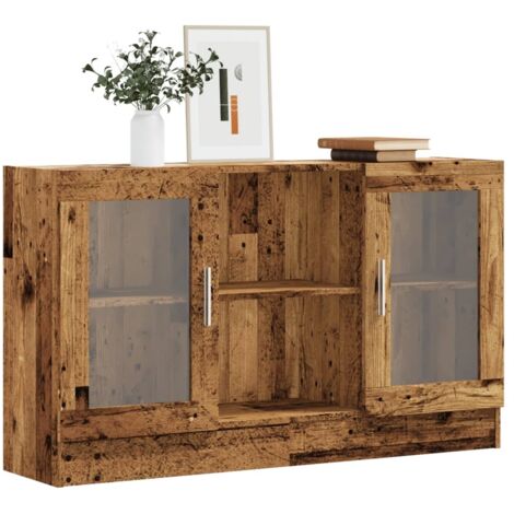 Aparador de madera ingeniería envejecida negro 120x30,5x70 cm vidaXL