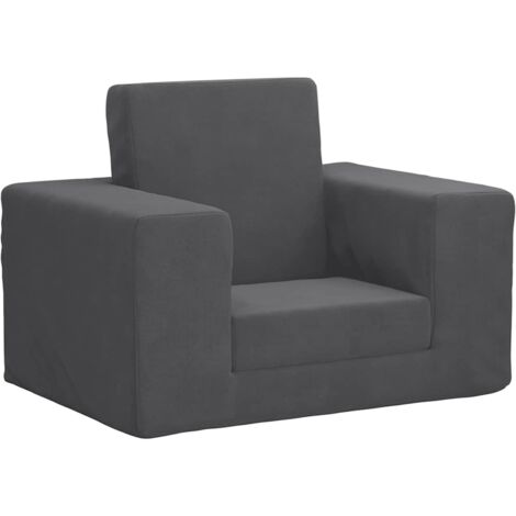Sofá cama infantil felpa suave gris antracita vidaXL
