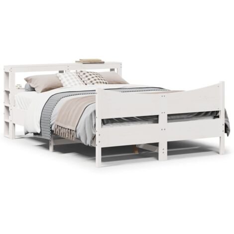 Estructura de cama con cabecero madera pino blanco 120x200 cm vidaXL (1/5)