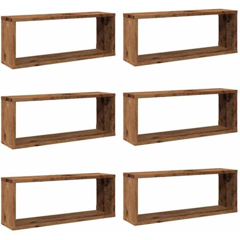 Estantes cubo de pared 6 uds madera envejecida 60x15x23 cm vidaXL