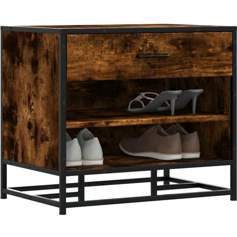 Banco zapatero madera de ingeniería roble ahumado 60x40x53,5 cm vidaXL