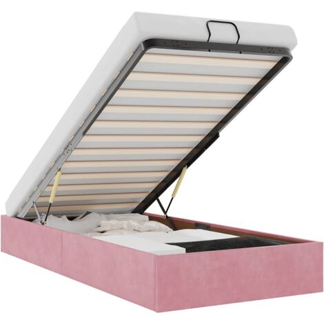 Estructura cama otomana sin colchón terciopelo rosa 100x200 cm vidaXL (1/7)