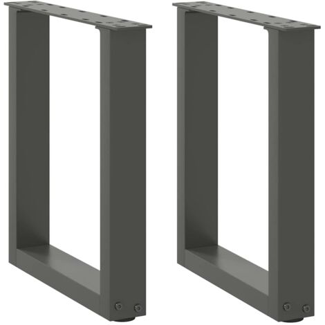 Patas para mesa de centro en forma de U (2 unidades), antracita, 38 x (42-43) cm, acero vidaXL