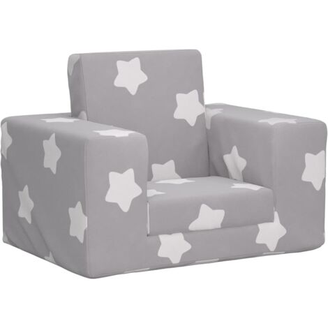 Sofá cama infantil felpa suave gris claro con estrellas vidaXL
