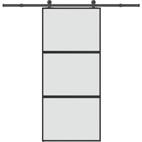 Puerta corredera set herrajes vidrio templado aluminio 90x205cm vidaXL (1/5)