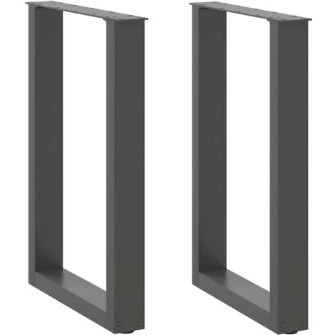 Patas para mesa de comedor en forma de U (2 unidades), antracita, 50 x (72-73) cm, acero vidaXL